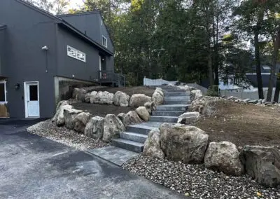 Exterior entrance with concrete stairs - hardscapes merrimack nh