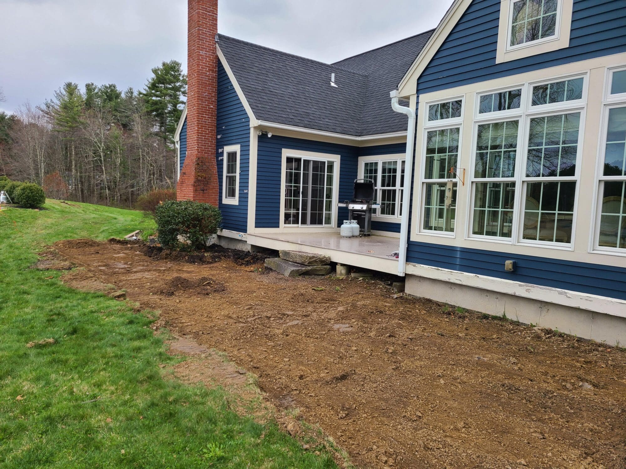 Excavation process for walway project by Modena NH - hardscapes brookline nh