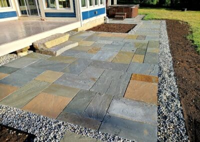 Masonry walkway in progress - hardscapes hudson nh