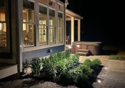 Illuminated patio by Modena NH - hardscapes bedford nh