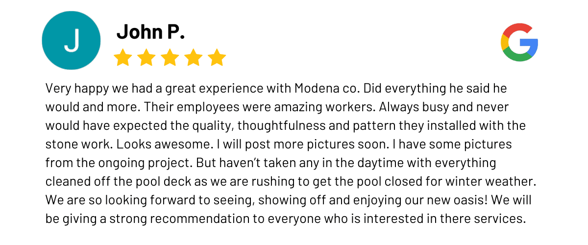 Modena Construction Google Reviews new